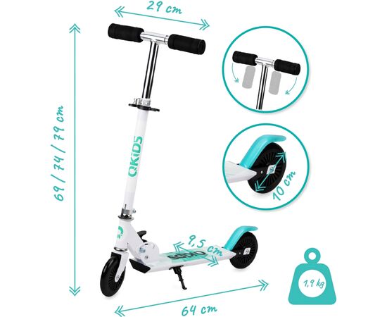 Самокат Qkids Flo Blue/Black (5900495895202) (HUBA00012), зображення 5 Самокат Qkids Flo Blue/Black (5900495895202) (HUBA00012), зображення 5