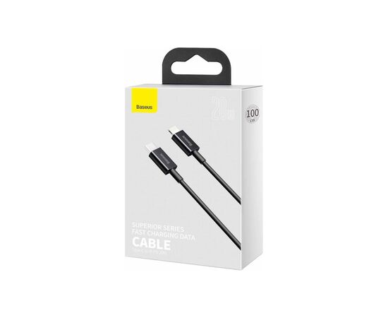Дата кабель USB-C to Lightning 1.0m 20W Superior Series Black Baseus (CATLYS-A01), изображение 3 Дата кабель USB-C to Lightning 1.0m 20W Superior Series Black Baseus (CATLYS-A01), изображение 3