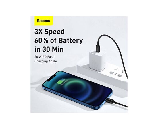 Дата кабель USB-C to Lightning 1.0m 20W Superior Series Black Baseus (CATLYS-A01), изображение 6 Дата кабель USB-C to Lightning 1.0m 20W Superior Series Black Baseus (CATLYS-A01), изображение 6