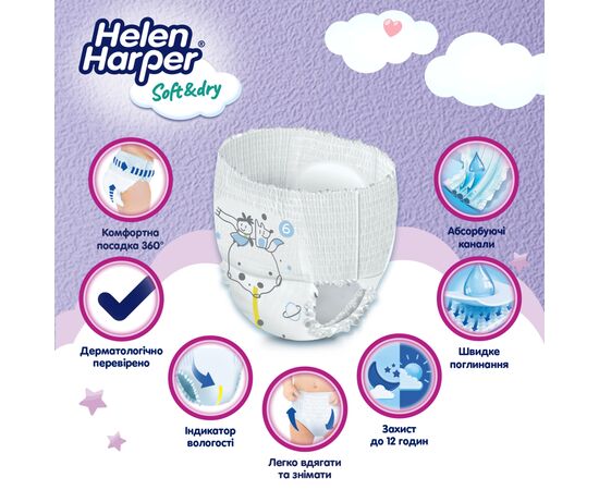 Подгузники Helen Harper Soft&Dry XL Размер 6 (+15 кг) 36 шт (5411416061229) (271444), изображение 2 Подгузники Helen Harper Soft&Dry XL Размер 6 (+15 кг) 36 шт (5411416061229) (271444), изображение 2