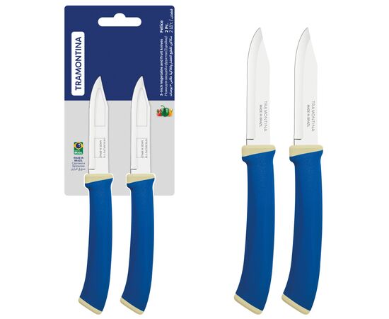 Набор ножей Tramontina Felice Blue Vegetable 76 мм 2 шт (23490/213), изображение 2