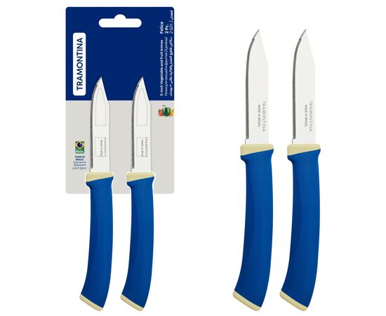 Набор ножей Tramontina Felice Blue Vegetable Serrate 76 мм 2 шт (23491/213), изображение 3 Набор ножей Tramontina Felice Blue Vegetable Serrate 76 мм 2 шт (23491/213), изображение 3
