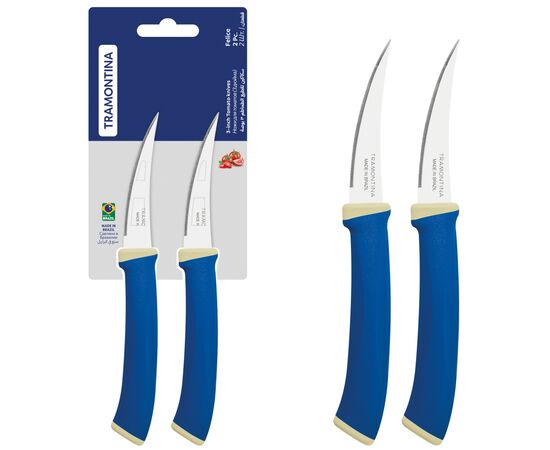 Набор ножей Tramontina Felice Blue Tomato 76 мм 2 шт (23495/213), изображение 3 Набор ножей Tramontina Felice Blue Tomato 76 мм 2 шт (23495/213), изображение 3