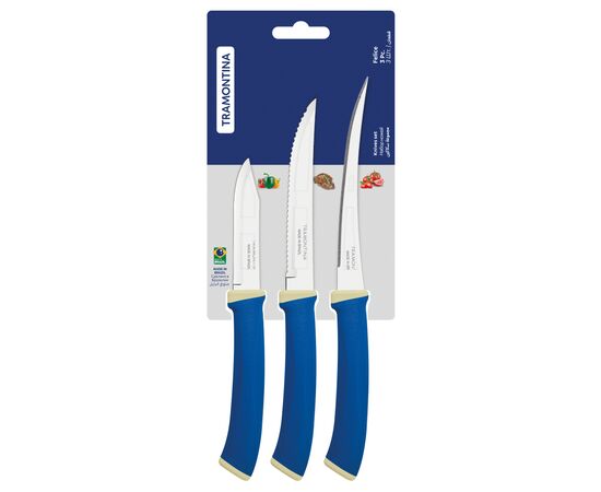 Набор ножей Tramontina Felice Blue 3 шт (23499/177), изображение 2 Набор ножей Tramontina Felice Blue 3 шт (23499/177), изображение 2