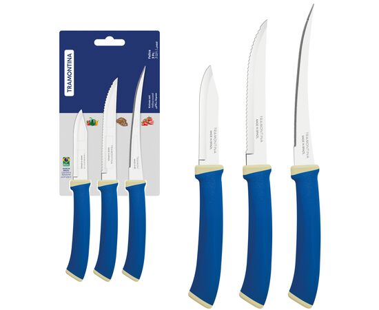 Набор ножей Tramontina Felice Blue 3 шт (23499/177), изображение 3 Набор ножей Tramontina Felice Blue 3 шт (23499/177), изображение 3