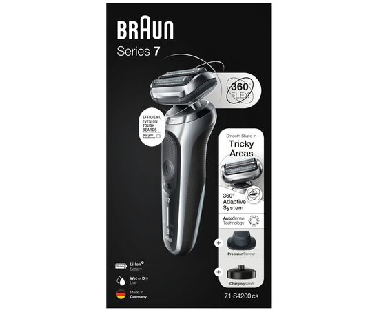 Электробритва Braun Series 7 71-S4200cs SILVER / BLACK, изображение 7 Электробритва Braun Series 7 71-S4200cs SILVER / BLACK, изображение 7