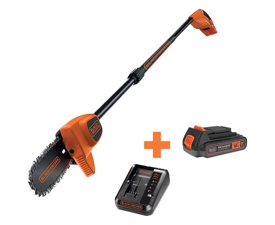 Кусторез Black&Decker высоторез, 18V,2Ah, штанга 150-244 см, длинна шины 20 см (GPC1820L20), изображение 5 Кусторез Black&Decker высоторез, 18V,2Ah, штанга 150-244 см, длинна шины 20 см (GPC1820L20), изображение 5