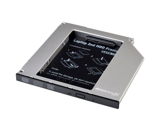Фрейм-перехідник Grand-X HDD 2.5'' to notebook 9.5 mm ODD SATA3 (HDC-26)