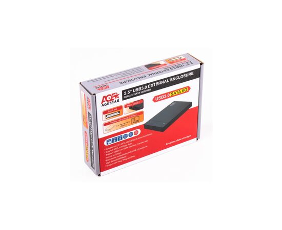 Карман внешний AgeStar 2.5", USB3.0, черный (3UB2P3), изображение 3 Карман внешний AgeStar 2.5", USB3.0, черный (3UB2P3), изображение 3