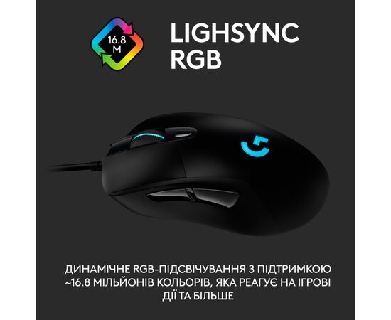 Мишка Logitech G403 Hero Black (910-005632), зображення 2 Мишка Logitech G403 Hero Black (910-005632), зображення 2