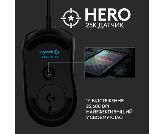 Мишка Logitech G403 Hero Black (910-005632), зображення 6 Мишка Logitech G403 Hero Black (910-005632), зображення 6