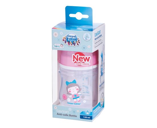 Бутылочка для кормления Canpol babies антиколиковая EasyStart Newborn baby с широк.отверст. 120 мл (35/220_pin), изображение 2 Бутылочка для кормления Canpol babies антиколиковая EasyStart Newborn baby с широк.отверст. 120 мл (35/220_pin), изображение 2