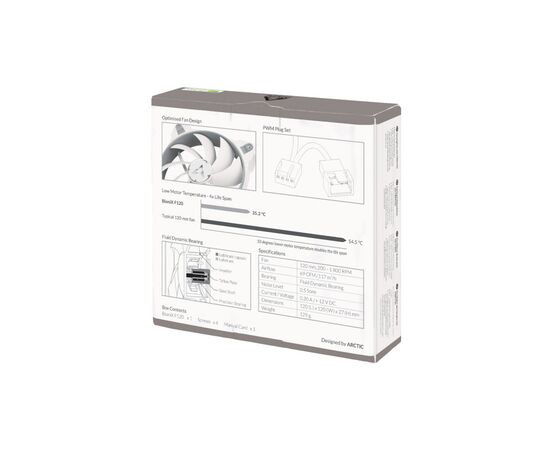 Кулер для корпуса Arctic BioniX F120 Grey/White (ACFAN00164A), изображение 5 Кулер для корпуса Arctic BioniX F120 Grey/White (ACFAN00164A), изображение 5