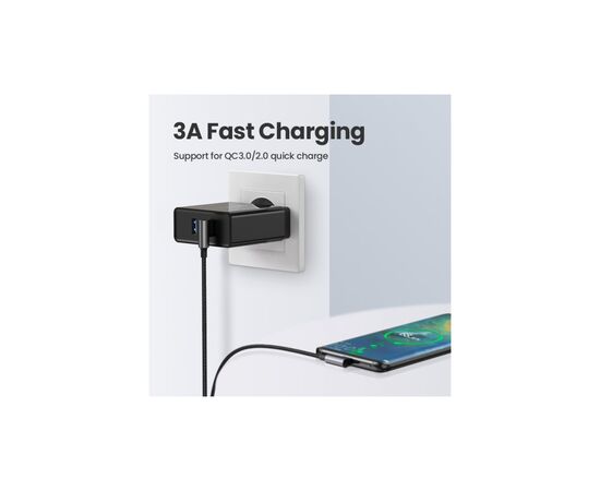 Дата кабель USB 2.0 AM to Type-C 1.0m US176 Both Angled 3A (Black) Ugreen (20856), изображение 5 Дата кабель USB 2.0 AM to Type-C 1.0m US176 Both Angled 3A (Black) Ugreen (20856), изображение 5