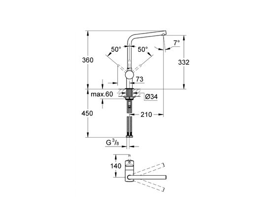 Смеситель Grohe MINTA ХРОМ (31375000), изображение 3 Смеситель Grohe MINTA ХРОМ (31375000), изображение 3