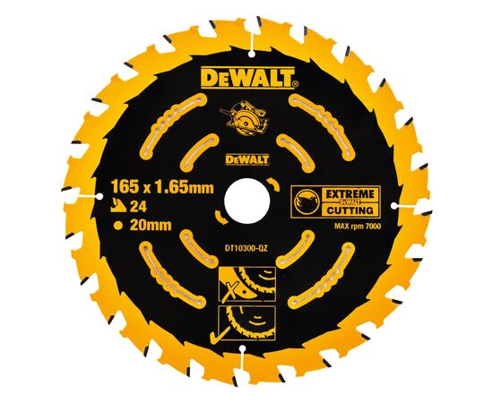 Диск пильний DeWALT EXTREME, 165 х 20, 24 z, геометрія зуба ATB, 18 град (DT10300)