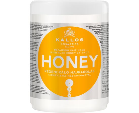Маска для волосся Kallos Cosmetics Honey Відновлювальна з екстрактом меду 1000 мл (5998889516192)