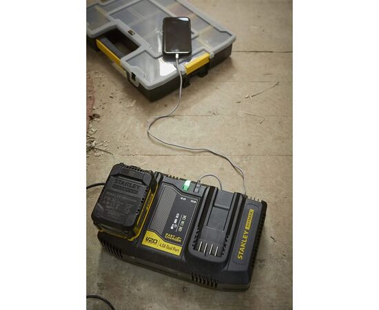Зарядное устройство для аккумуляторов инструмента Stanley на 2 аккумулятора, 20V, исходящий ток 4A (SFMCB24), изображение 5 Зарядное устройство для аккумуляторов инструмента Stanley на 2 аккумулятора, 20V, исходящий ток 4A (SFMCB24), изображение 5
