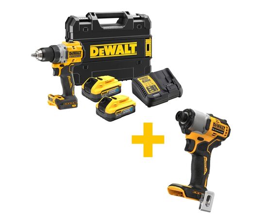 Набор электроинструментов DeWALT XR Li-Ion PowerStack 18V 2x5Ah, 90Нм,0-650/0-2000 об/мин+DCF840N (DCD800H2T+DCF840N)