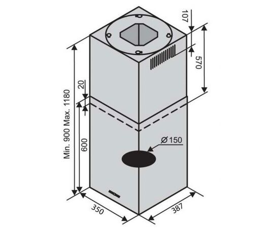 Вытяжка кухонная Ventolux ISOLA CUBE (1200), изображение 6 Вытяжка кухонная Ventolux ISOLA CUBE (1200), изображение 6