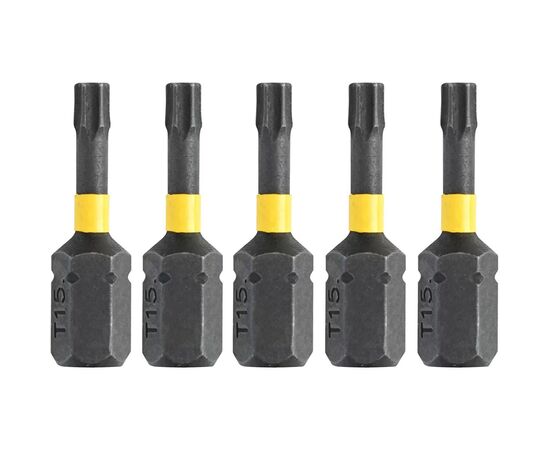 Набор бит DeWALT IMPACT TORSION, ударные, Torx, T15, L=25 мм, 5 шт (DT7380T), изображение 2 Набор бит DeWALT IMPACT TORSION, ударные, Torx, T15, L=25 мм, 5 шт (DT7380T), изображение 2