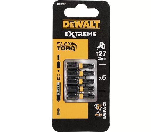 Набор бит DeWALT IMPACT TORSION, ударные, Torx, Т27, L= 25 мм, 5 шт (DT7383T)