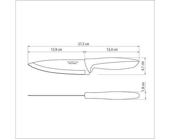 Кухонный нож Tramontina Plenus Light Grey Chef 152 мм (23426/136), изображение 3 Кухонный нож Tramontina Plenus Light Grey Chef 152 мм (23426/136), изображение 3