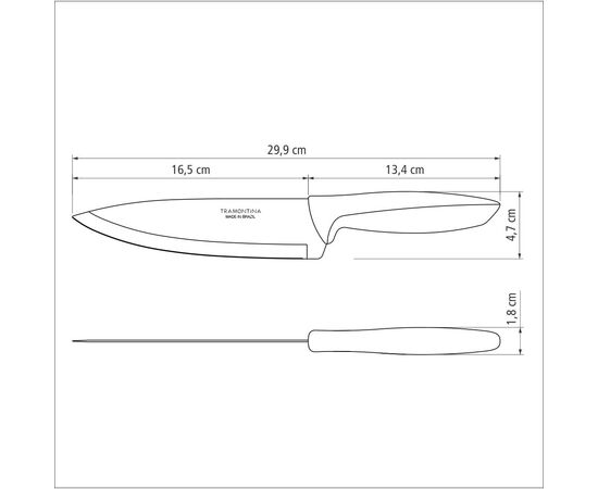 Кухонный нож Tramontina Plenus Light Grey Chef 178 мм (23426/137), изображение 2 Кухонный нож Tramontina Plenus Light Grey Chef 178 мм (23426/137), изображение 2
