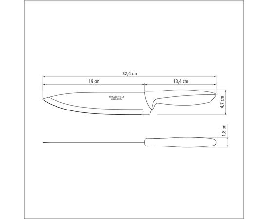 Кухонный нож Tramontina Plenus Light Grey Chef 203 мм (23426/138), изображение 3