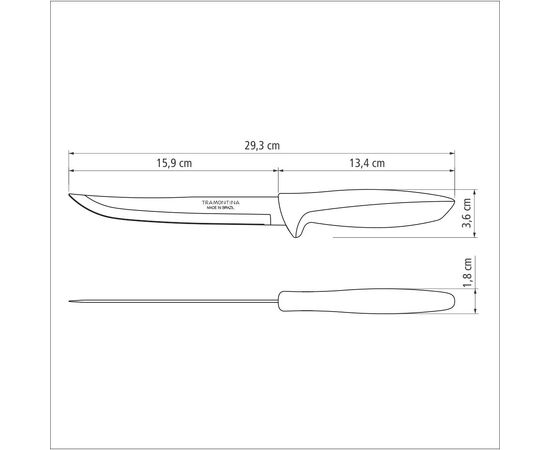Кухонный нож Tramontina Plenus Light Grey 152 мм (23441/136), изображение 3 Кухонный нож Tramontina Plenus Light Grey 152 мм (23441/136), изображение 3