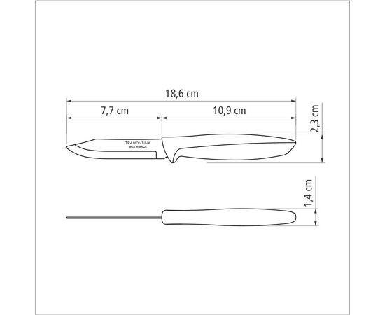 Кухонный нож Tramontina Plenus Light Grey Vegetable 76 мм (23420/133), изображение 2 Кухонный нож Tramontina Plenus Light Grey Vegetable 76 мм (23420/133), изображение 2