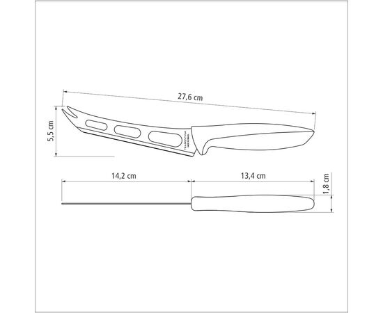 Кухонный нож Tramontina Plenus Light Grey Cheese 152 мм (23429/136), изображение 3 Кухонный нож Tramontina Plenus Light Grey Cheese 152 мм (23429/136), изображение 3