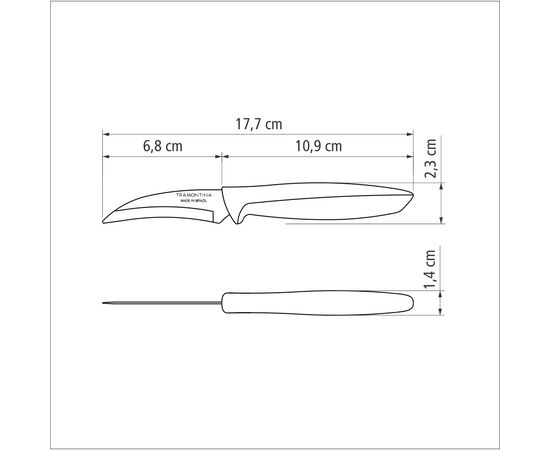 Кухонный нож Tramontina Plenus Light Grey 76 мм (23419/133), изображение 2 Кухонный нож Tramontina Plenus Light Grey 76 мм (23419/133), изображение 2