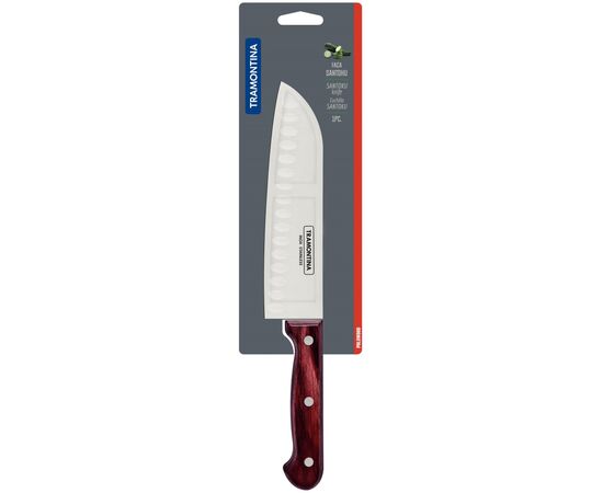 Кухонный нож Tramontina Polywood Сантоку 178 мм Червоне Дерево (21179/177), изображение 2 Кухонный нож Tramontina Polywood Сантоку 178 мм Червоне Дерево (21179/177), изображение 2