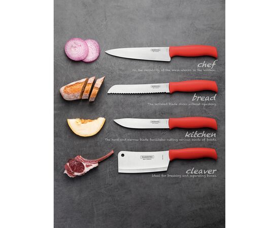 Кухонный нож Tramontina Soft Plus Red Chef 178 мм (23664/177), изображение 6 Кухонный нож Tramontina Soft Plus Red Chef 178 мм (23664/177), изображение 6
