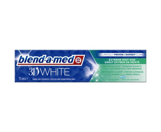 Зубная паста Blend-a-med 3D White Экстремальный мятный поцелуй 75 мл (8006540792162), изображение 2 Зубная паста Blend-a-med 3D White Экстремальный мятный поцелуй 75 мл (8006540792162), изображение 2