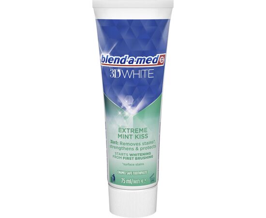 Зубная паста Blend-a-med 3D White Экстремальный мятный поцелуй 75 мл (8006540792162), изображение 3 Зубная паста Blend-a-med 3D White Экстремальный мятный поцелуй 75 мл (8006540792162), изображение 3