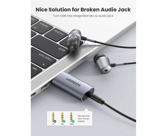 Звуковая плата Ugreen CM383 gray (80864), изображение 3 Звуковая плата Ugreen CM383 gray (80864), изображение 3