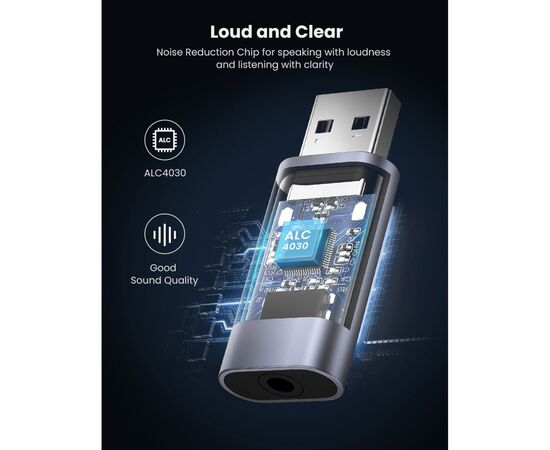 Звуковая плата Ugreen CM383 gray (80864), изображение 4 Звуковая плата Ugreen CM383 gray (80864), изображение 4