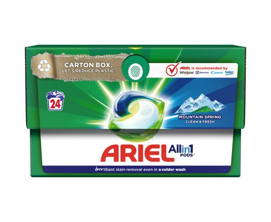 Капсулы для стирки Ariel Pods Все-в-1 Горный родник 24 шт. (8001090726667), изображение 2 Капсулы для стирки Ariel Pods Все-в-1 Горный родник 24 шт. (8001090726667), изображение 2