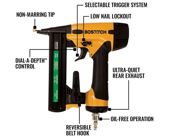 Степлер строительный Bostitch пневматический, тип крепежа SX, длина 12-38 мм (SX1838-E), изображение 4