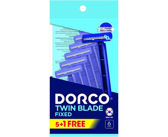 Бритва Dorco Twin Blade Fixed для чоловіків 2 леза 6 шт. (8801038588513)