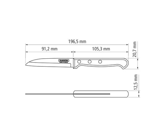 Кухонный нож Tramontina Polywood Vegetable 76 мм Червоне Дерево (21121/173), изображение 4 Кухонный нож Tramontina Polywood Vegetable 76 мм Червоне Дерево (21121/173), изображение 4