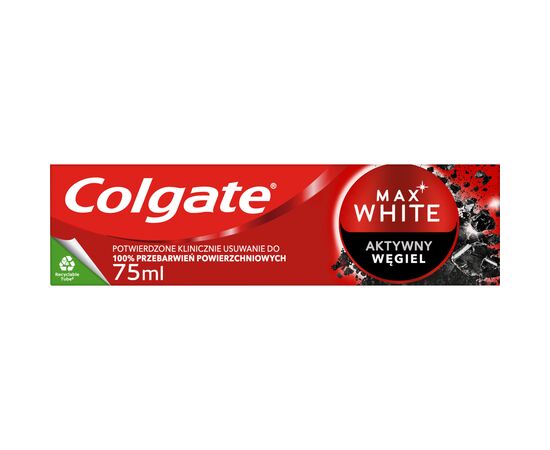 Зубная паста Colgate Max White Charcoal Optic White Отбеливающая с углем 75 мл (8718951250017), изображение 2 Зубная паста Colgate Max White Charcoal Optic White Отбеливающая с углем 75 мл (8718951250017), изображение 2