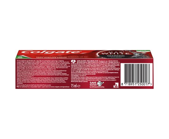 Зубная паста Colgate Max White Charcoal Optic White Отбеливающая с углем 75 мл (8718951250017), изображение 4 Зубная паста Colgate Max White Charcoal Optic White Отбеливающая с углем 75 мл (8718951250017), изображение 4