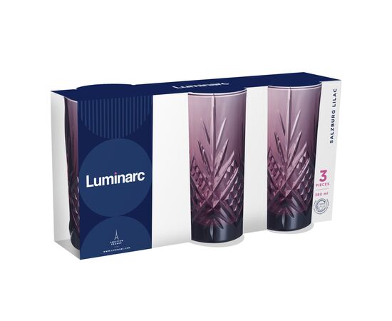 Набір склянок Luminarc Salzburg Lilac 3 x 380 мл (Q2884/1), зображення 3 Набір склянок Luminarc Salzburg Lilac 3 x 380 мл (Q2884/1), зображення 3