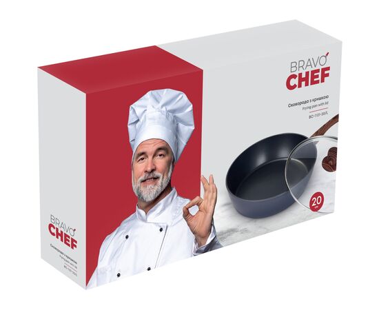 Сковорода Bravo Chef Глибока з кришкою 20 см (BC-1101-20/L), изображение 3 Сковорода Bravo Chef Глибока з кришкою 20 см (BC-1101-20/L), изображение 3