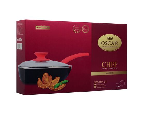 Сковорода Oscar Chef з кришкою 24 см (OSR-1101-24-l), изображение 6 Сковорода Oscar Chef з кришкою 24 см (OSR-1101-24-l), изображение 6