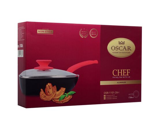 Сковорода Oscar Chef з кришкою 26 см (OSR-1101-26-l), изображение 6 Сковорода Oscar Chef з кришкою 26 см (OSR-1101-26-l), изображение 6