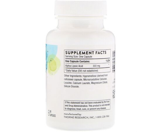 Антиоксидант Thorne Research Альфа-Липоевая Кислота, Alpha-Lipoic-Acid, 60 Капсул (THR-79701), изображение 2 Антиоксидант Thorne Research Альфа-Липоевая Кислота, Alpha-Lipoic-Acid, 60 Капсул (THR-79701), изображение 2